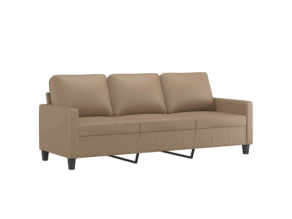Divano 3 posti con poggiapiedi Cappuccino 180cm Similpelle