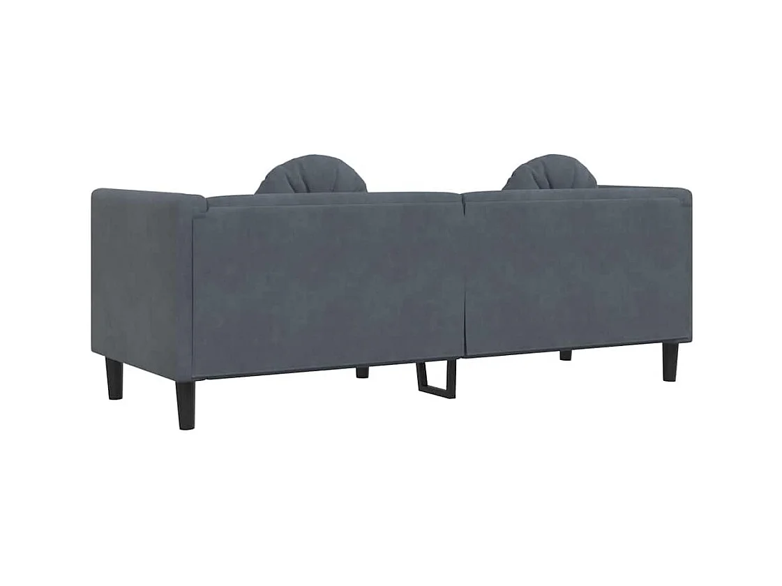 Donkergrijze fluwelen 3-zitsbank met kussens