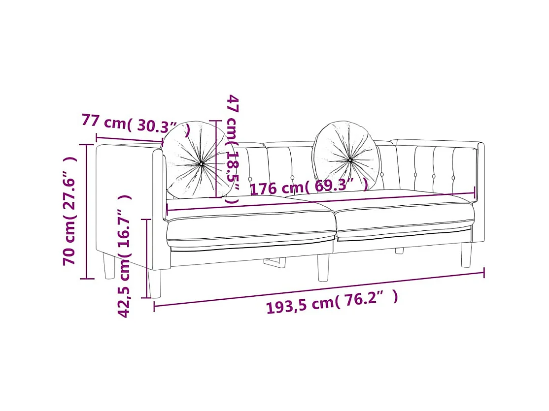 Donkergrijze fluwelen 3-zitsbank met kussens