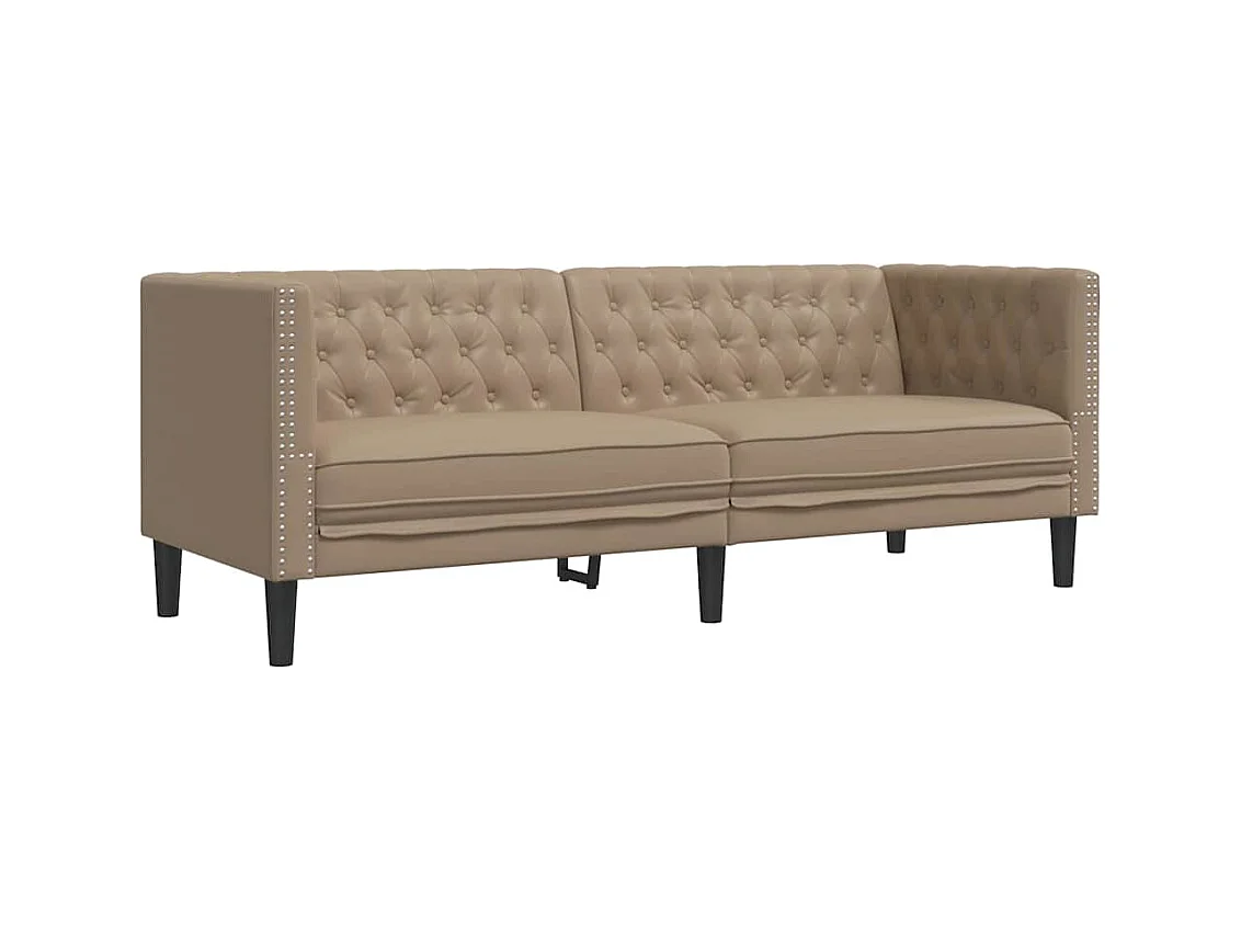 Divano Chesterfield a 3 posti in similpelle color cappuccino