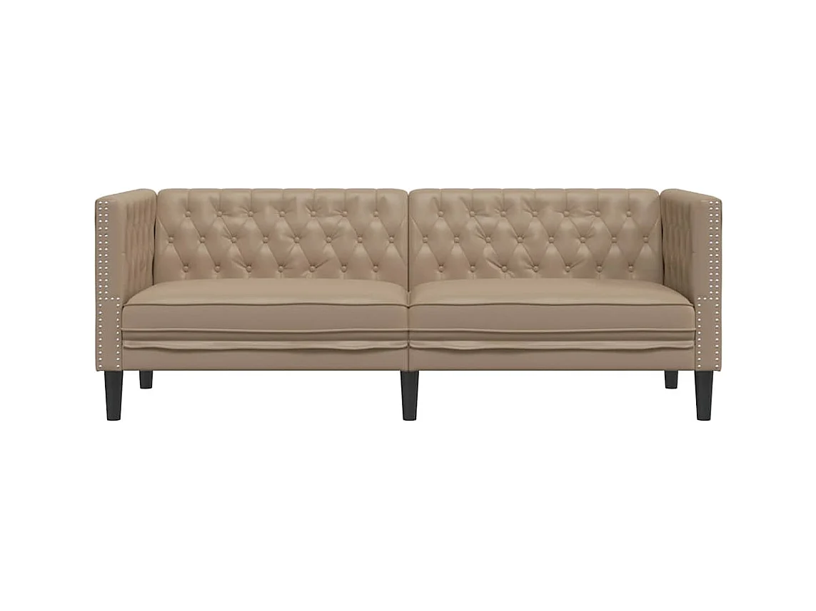 Divano Chesterfield a 3 posti in similpelle color cappuccino