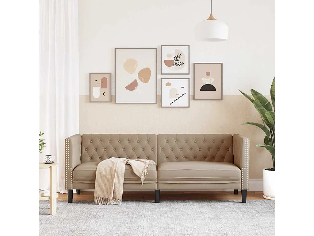 Canapé à 3 places Chesterfield cappuccino similicuir