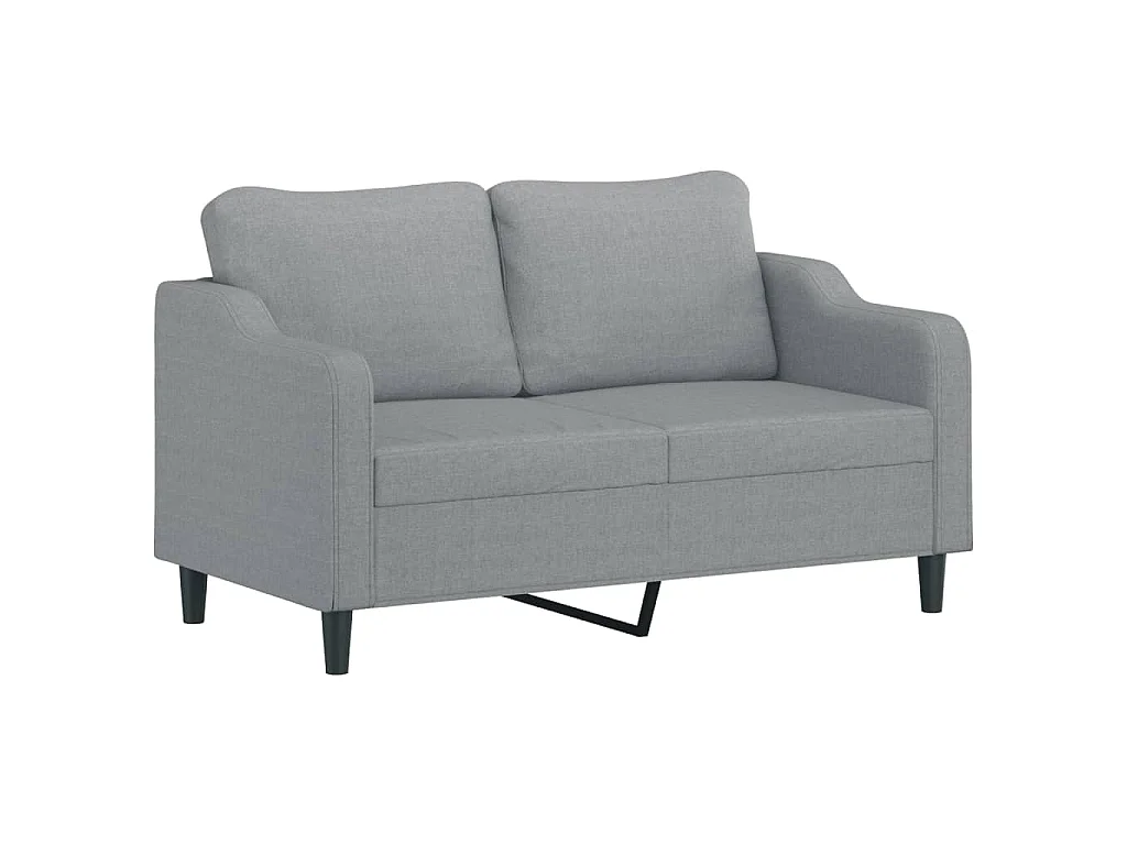 2-teiliges Sofaset mit Kissen, hellgrauer Stoff