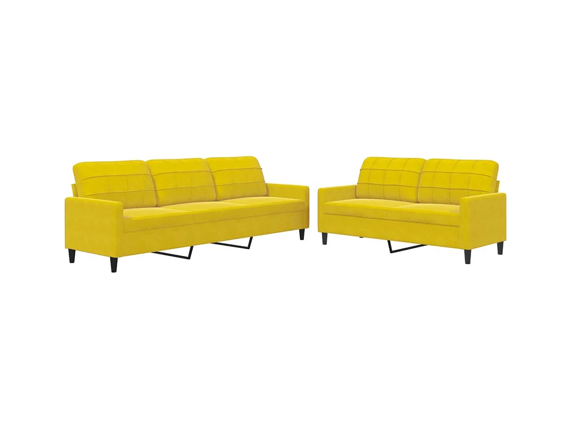 Conjunto de sofá de 2 piezas con cojines Terciopelo Amarillo