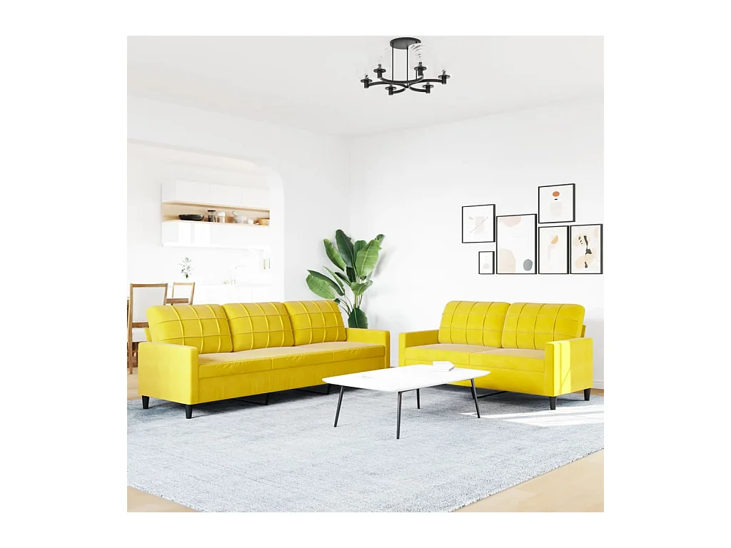 Conjunto de sofá de 2 piezas con cojines Terciopelo Amarillo