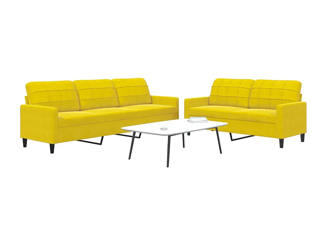 Conjunto de sofá de 2 piezas con cojines Terciopelo Amarillo