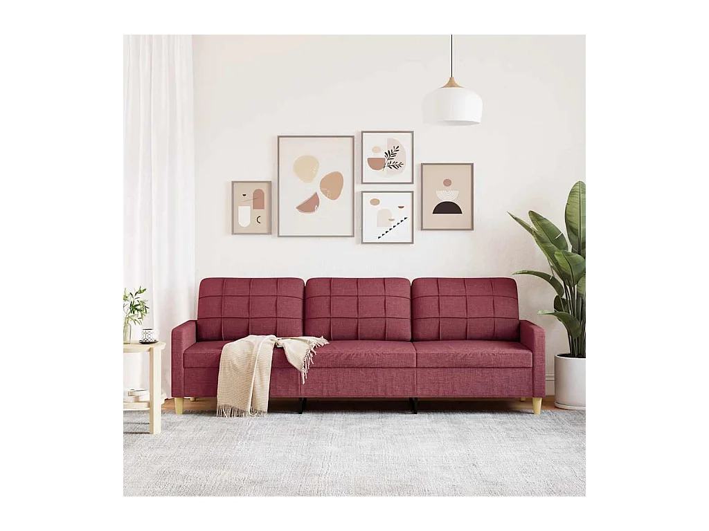 3-Sitzer-Sofa Burgunderrot 210 cm Stoff