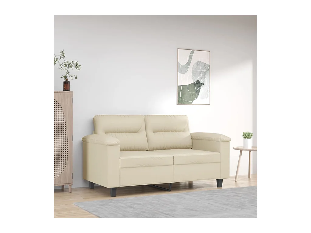 Sofá 2 plazas Crema 120 cm Piel sintética
