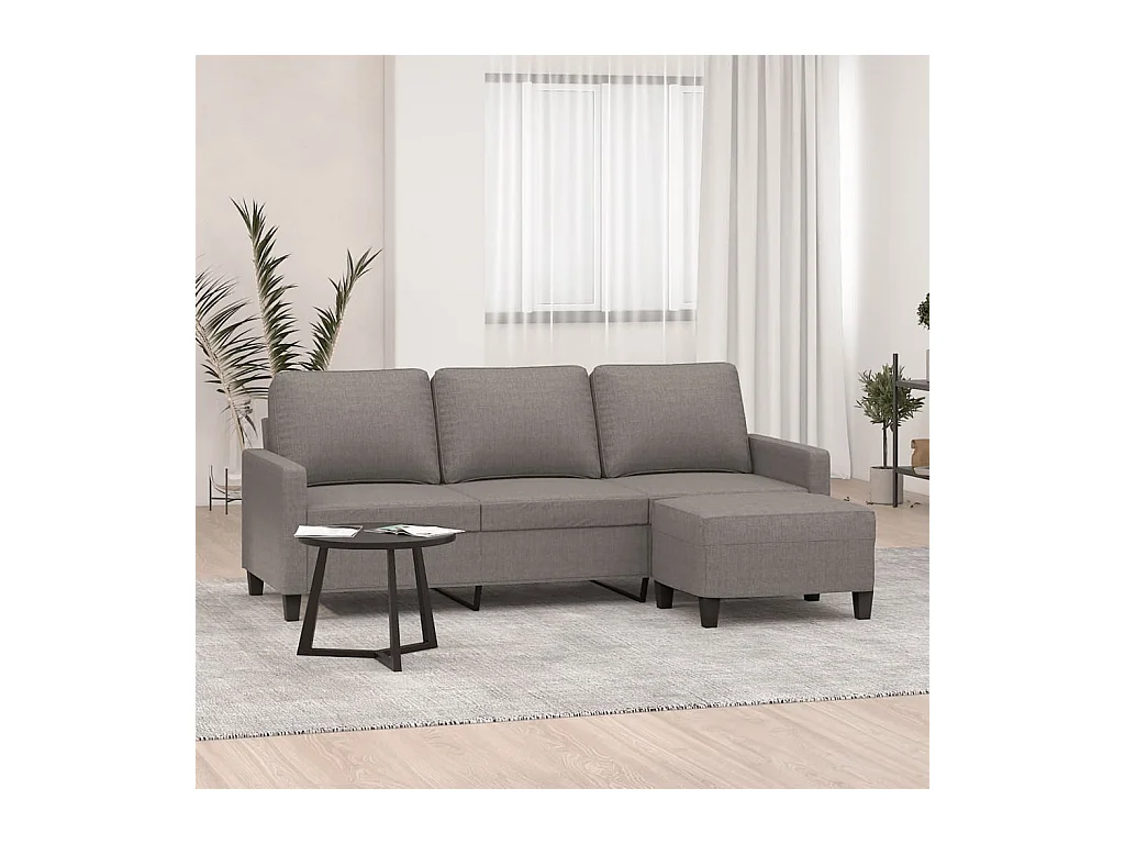 Canapé à 3 places avec repose-pieds Taupe 180 cm Tissu