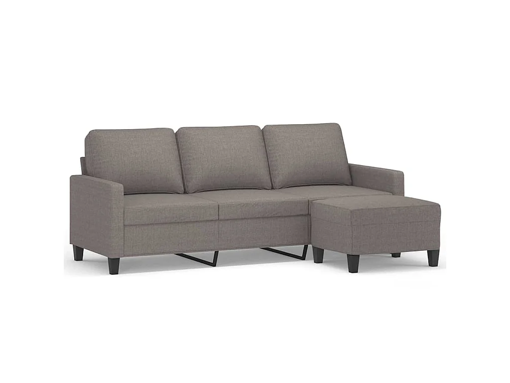 Divano 3 posti con poggiapiedi Taupe 180 cm Tessuto