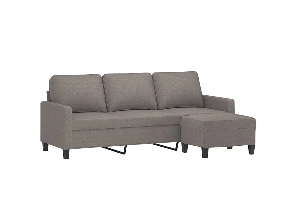 Divano 3 posti con poggiapiedi Taupe 180 cm Tessuto