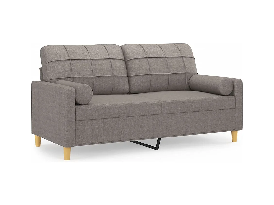 Sofá de 2 plazas con cojines decorativos de tela color topo de 140 cm