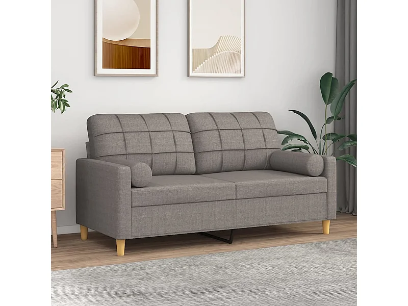 2-Sitzer-Sofa mit Dekokissen taupe 140 cm Stoff