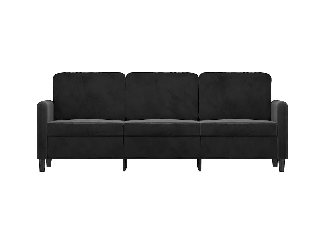 Sofá 3 plazas Terciopelo Negro 180 cm