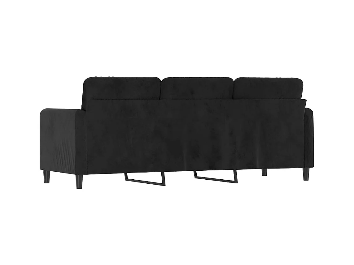 Sofá 3 plazas Terciopelo Negro 180 cm