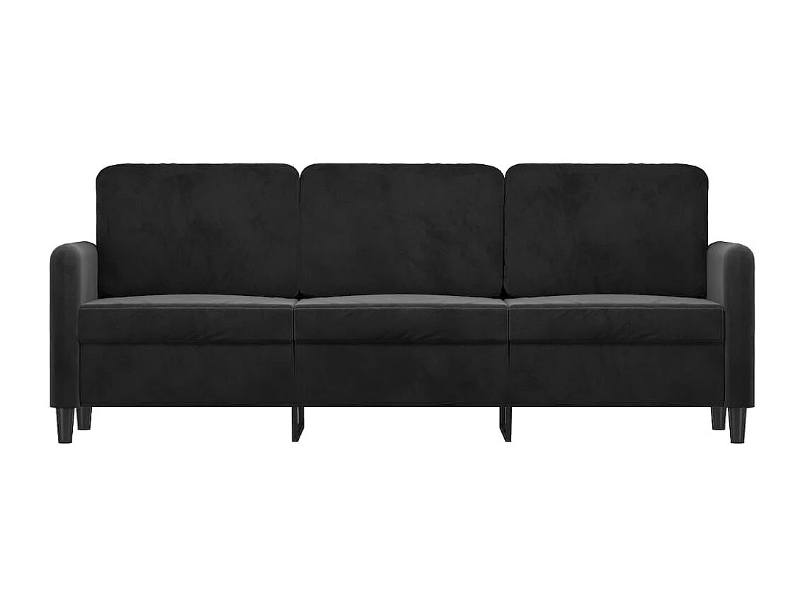 Sofá 3 plazas Terciopelo Negro 180 cm