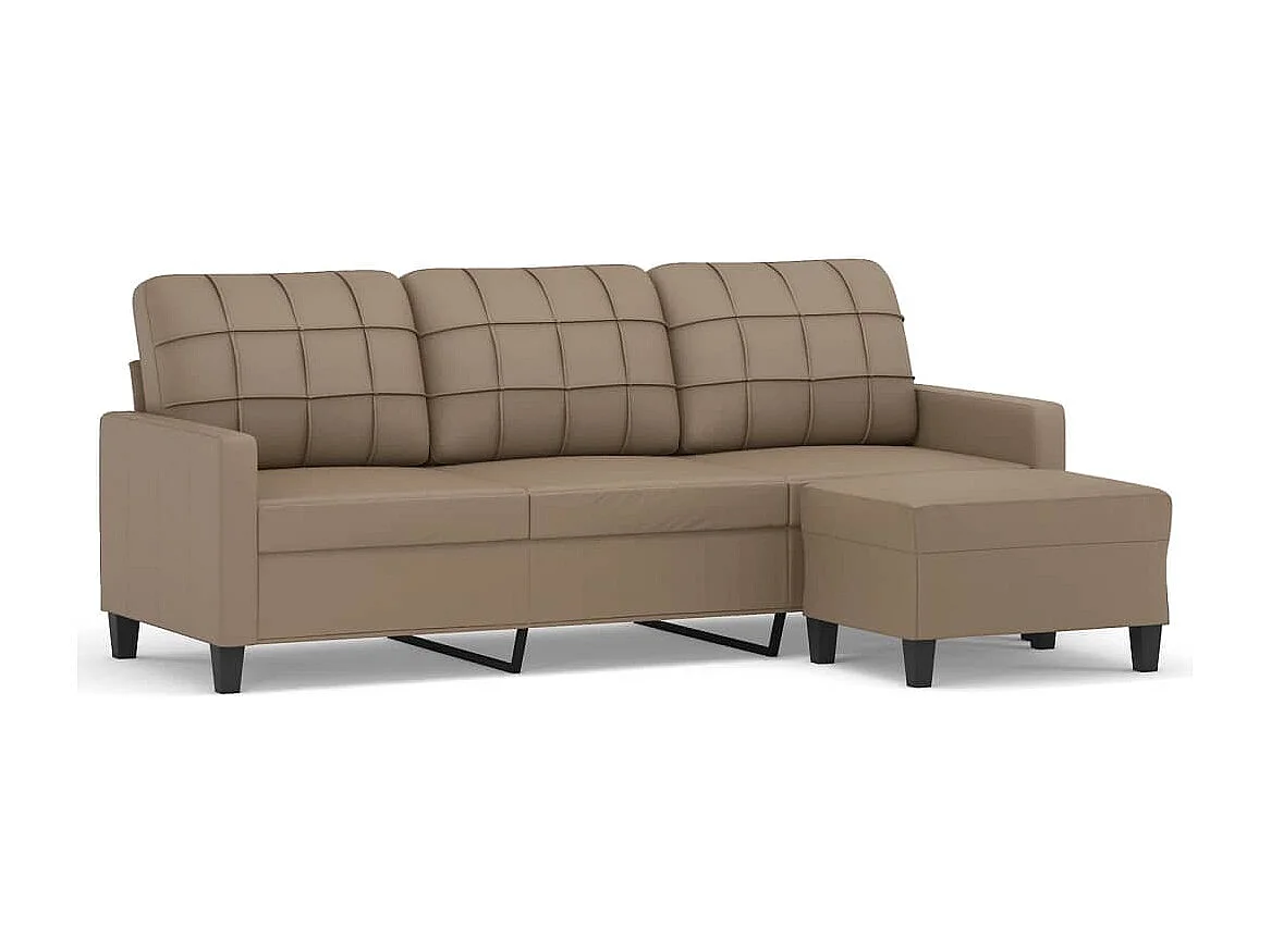 3-zitsbank met voetenbank Cappuccino 180cm Kunstleer
