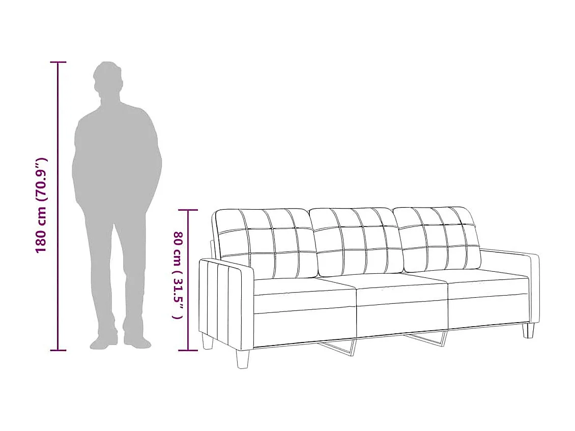 Divano Cappuccino 3 posti 180 cm Similpelle