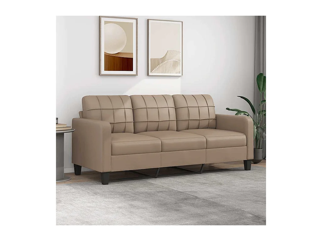 Sofá Cappuccino de 3 plazas 180 cm Piel sintética
