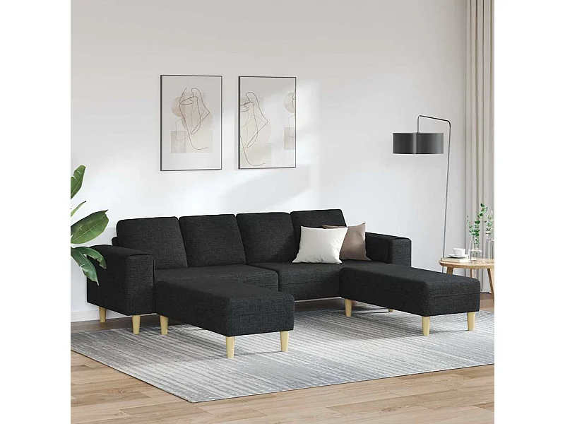 Ensemble de Canapés 3 pcs Noir tissu