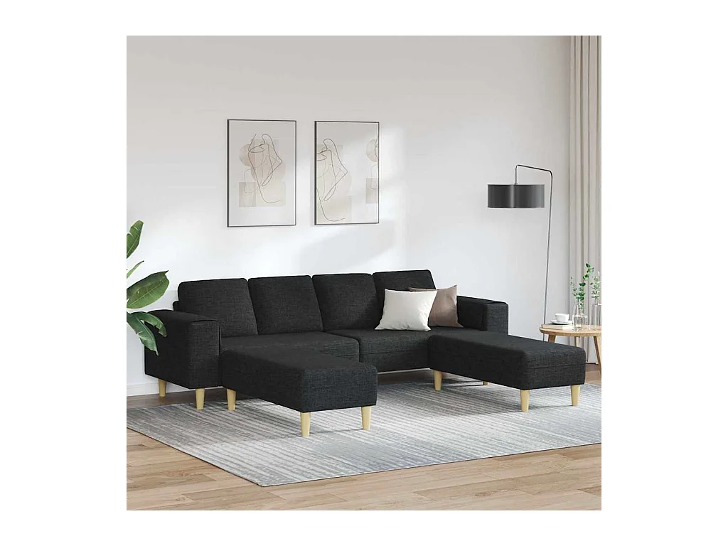 Set di divani 3 pezzi in tessuto nero