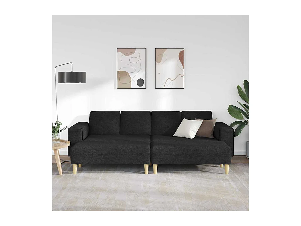 Set di divani 3 pezzi in tessuto nero