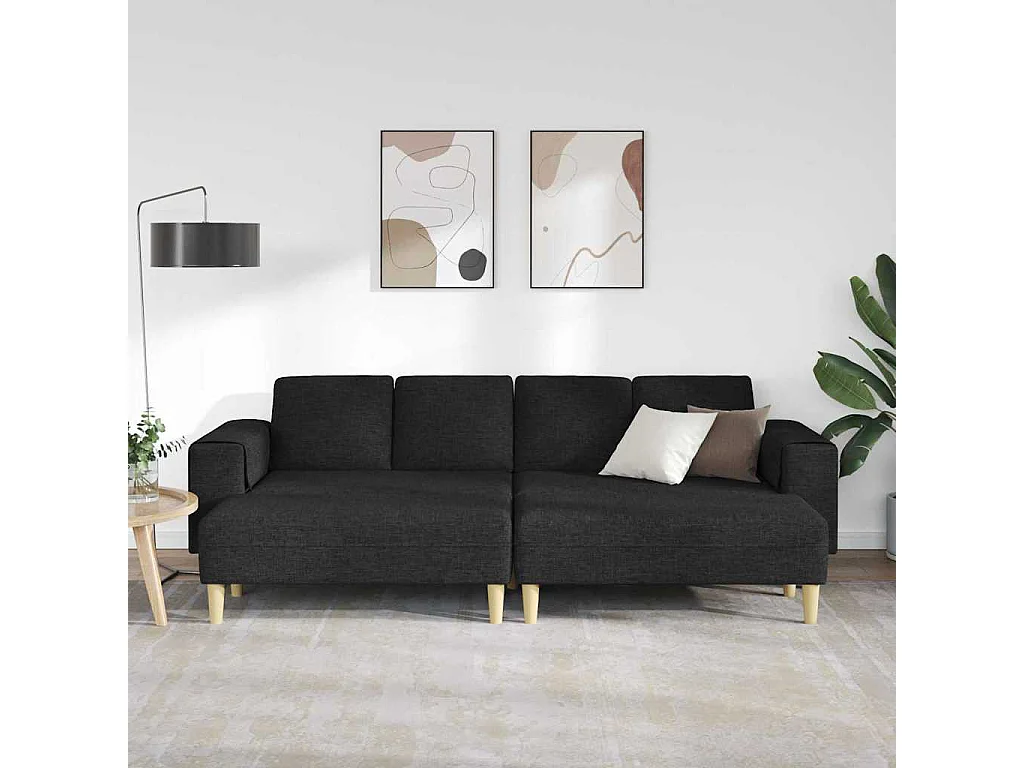 Set di divani 3 pezzi in tessuto nero