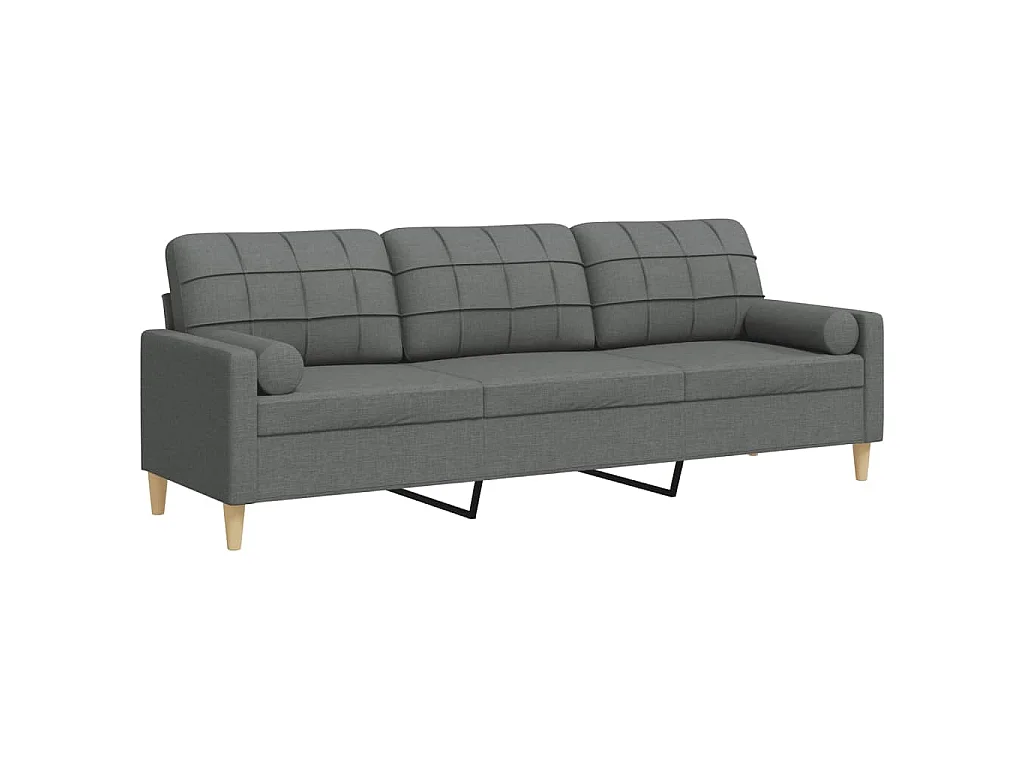 3-Sitzer-Sofa mit dunkelgrauen Kissen, 210 cm, Stoff