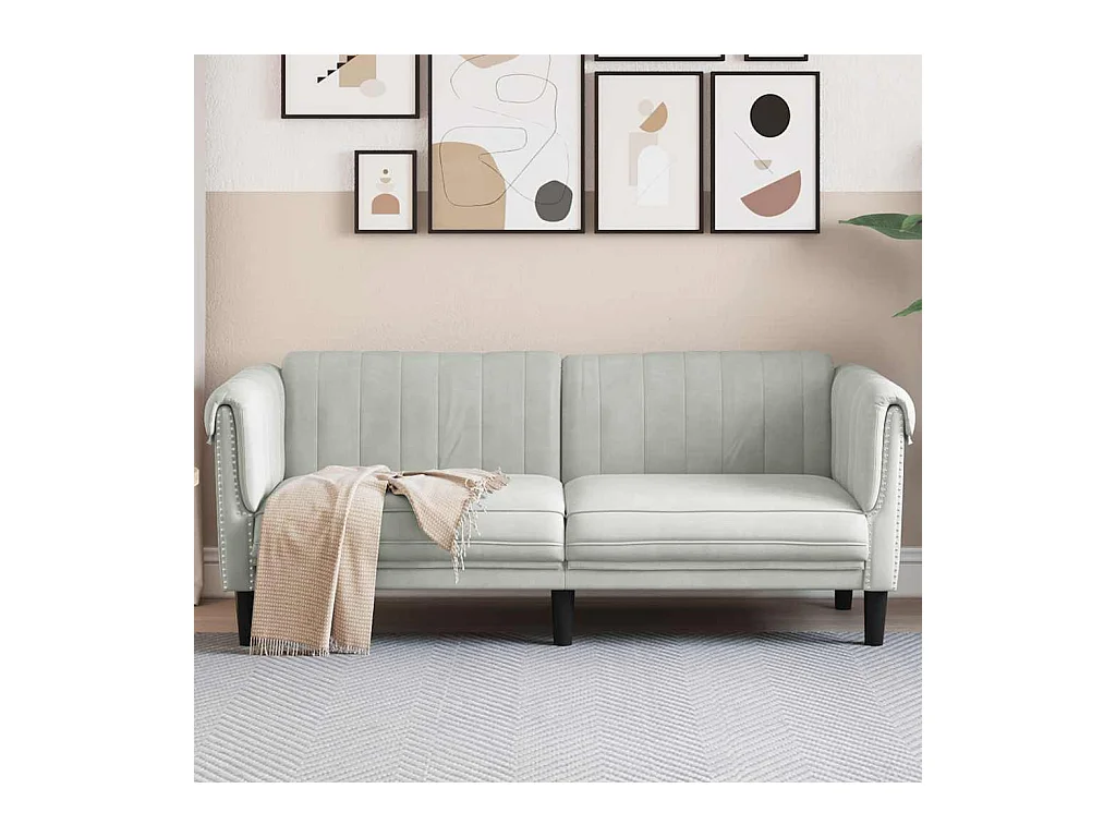 Sofá de 2 plazas de terciopelo gris claro