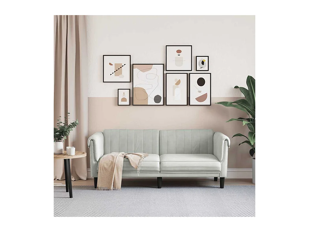 Sofá de 2 plazas de terciopelo gris claro