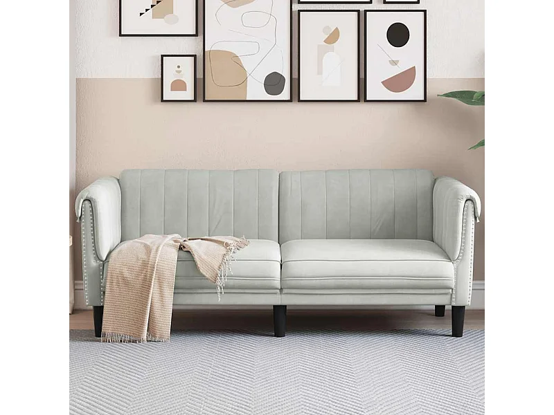 Sofá de 2 plazas de terciopelo gris claro