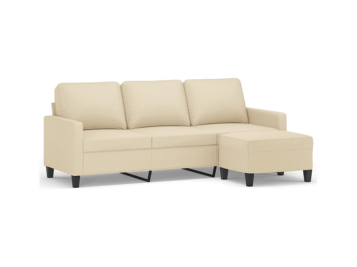 3-zitsbank met voetenbank crème 180 cm stof