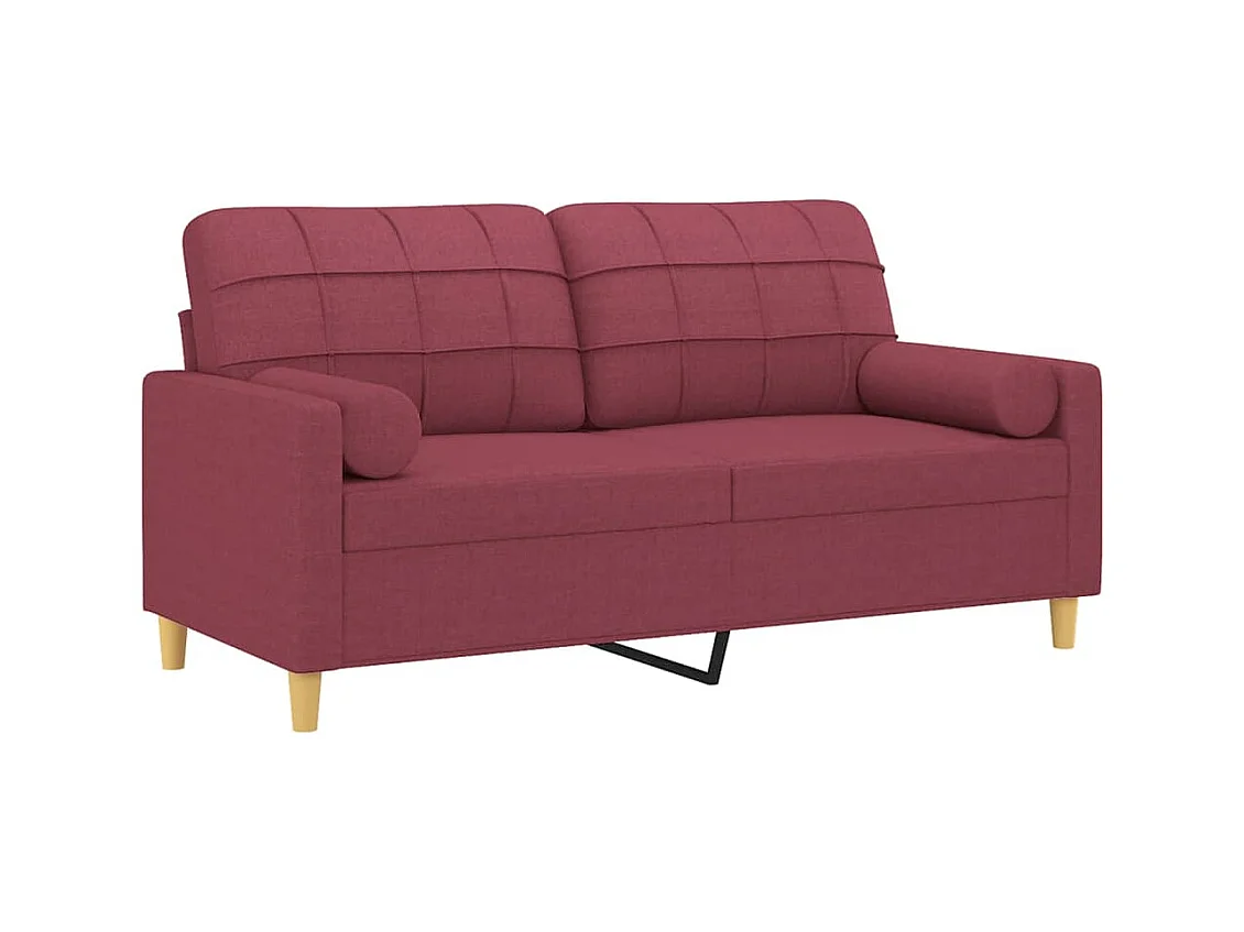 Divano 2 posti con cuscini bordeaux tessuto 140 cm