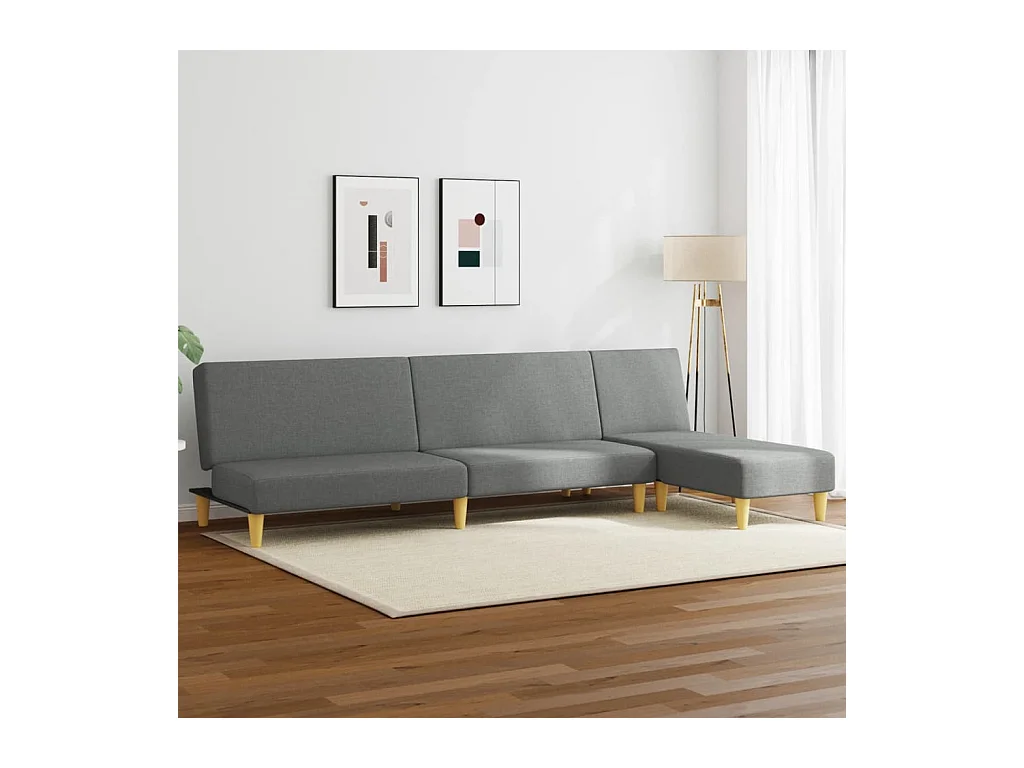 Set di divani 2 pezzi in tessuto grigio scuro