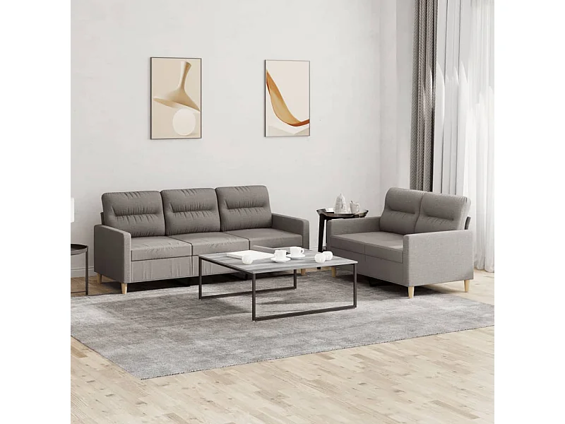 Conjunto de sofá de 2 piezas con cojines Tela Taupe