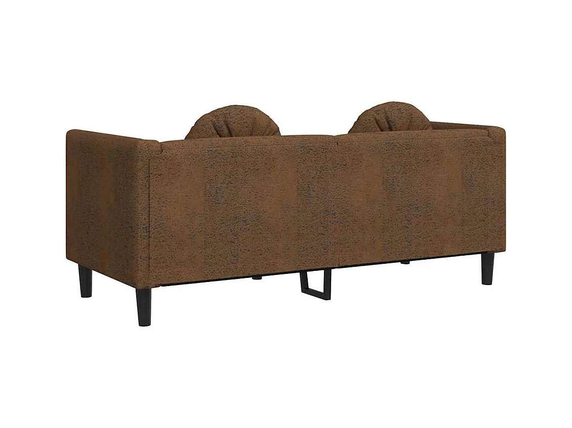 2-zitsbank met kussens van bruin suède imitatieleer