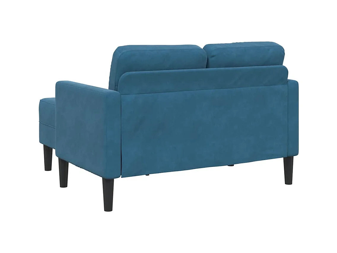 2-Sitzer-Sofa mit L-förmiger Chaiselongue aus blauem Samt, 125 cm
