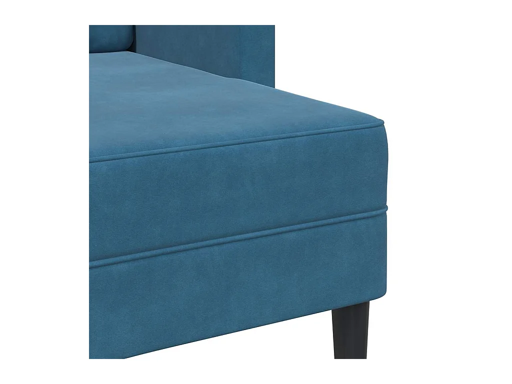 2-Sitzer-Sofa mit L-förmiger Chaiselongue aus blauem Samt, 125 cm