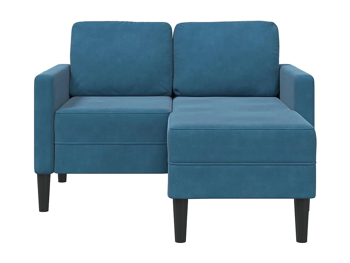 Canapé 2 places avec méridienne en L bleu 125 cm velours