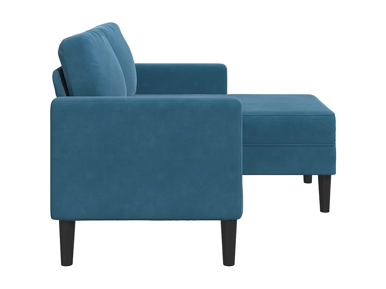 Canapé 2 places avec méridienne en L bleu 125 cm velours