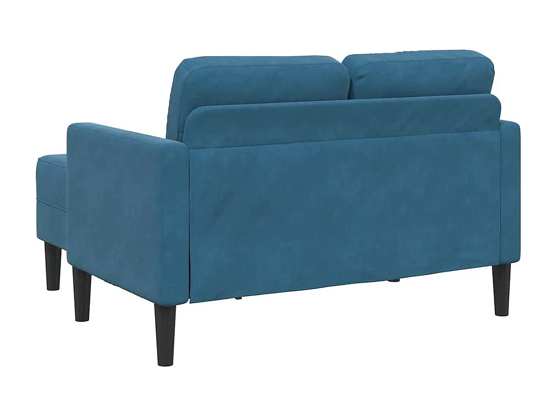 Canapé 2 places avec méridienne en L bleu 125 cm velours