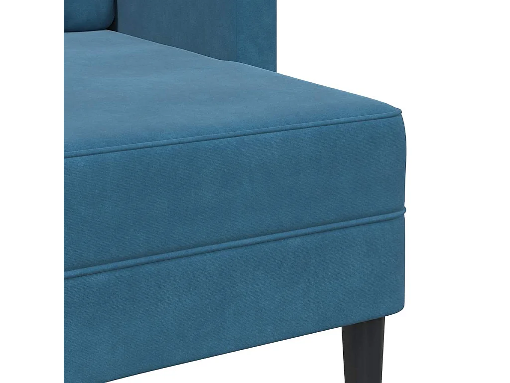 Canapé 2 places avec méridienne en L bleu 125 cm velours