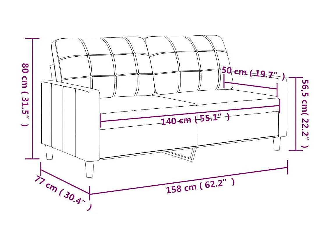 2-zitsbank Crème 140 cm Kunstleer