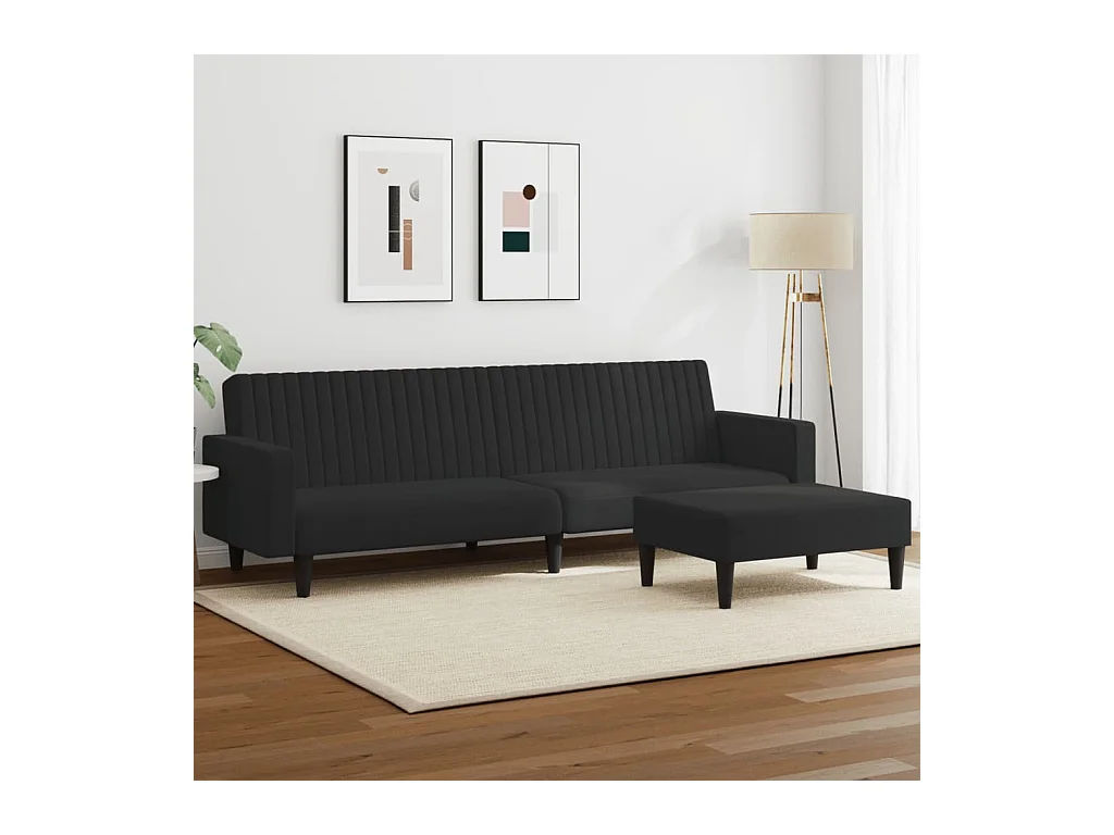 Conjunto de sofá de 2 piezas de terciopelo negro