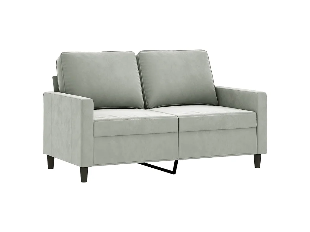 3-teiliges Sofaset mit Kissen, hellgrauer Samt
