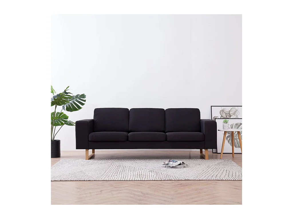 Sofá de 3 plazas en tela negra