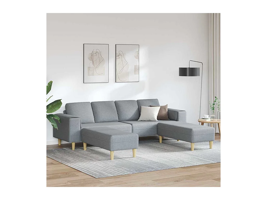 Set di divani 3 pezzi in tessuto grigio chiaro