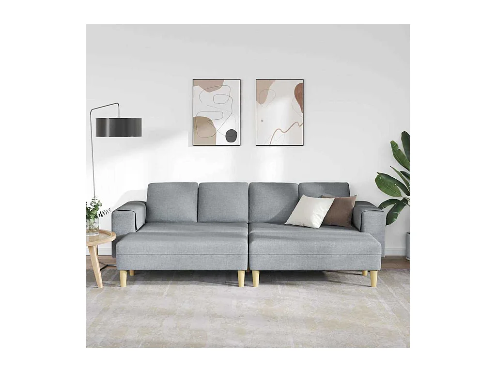 Set di divani 3 pezzi in tessuto grigio chiaro