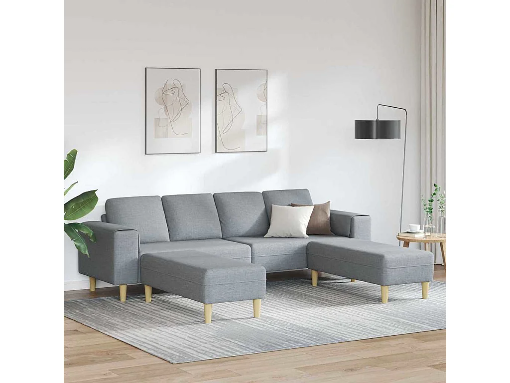 Set di divani 3 pezzi in tessuto grigio chiaro