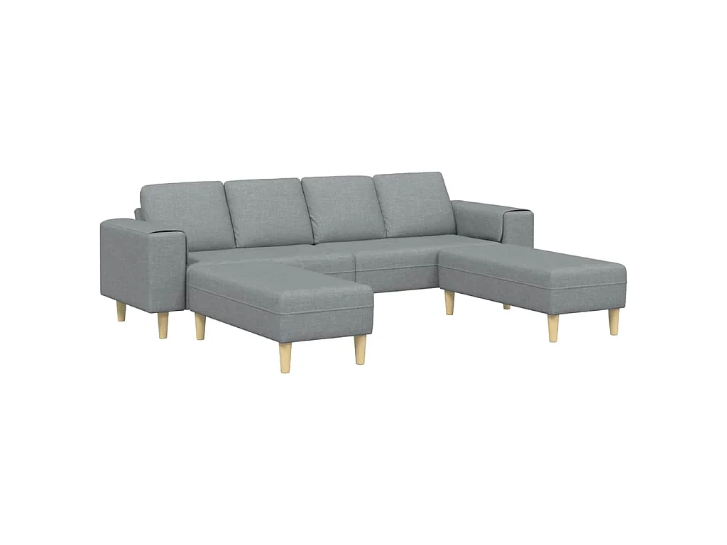 Set di divani 3 pezzi in tessuto grigio chiaro